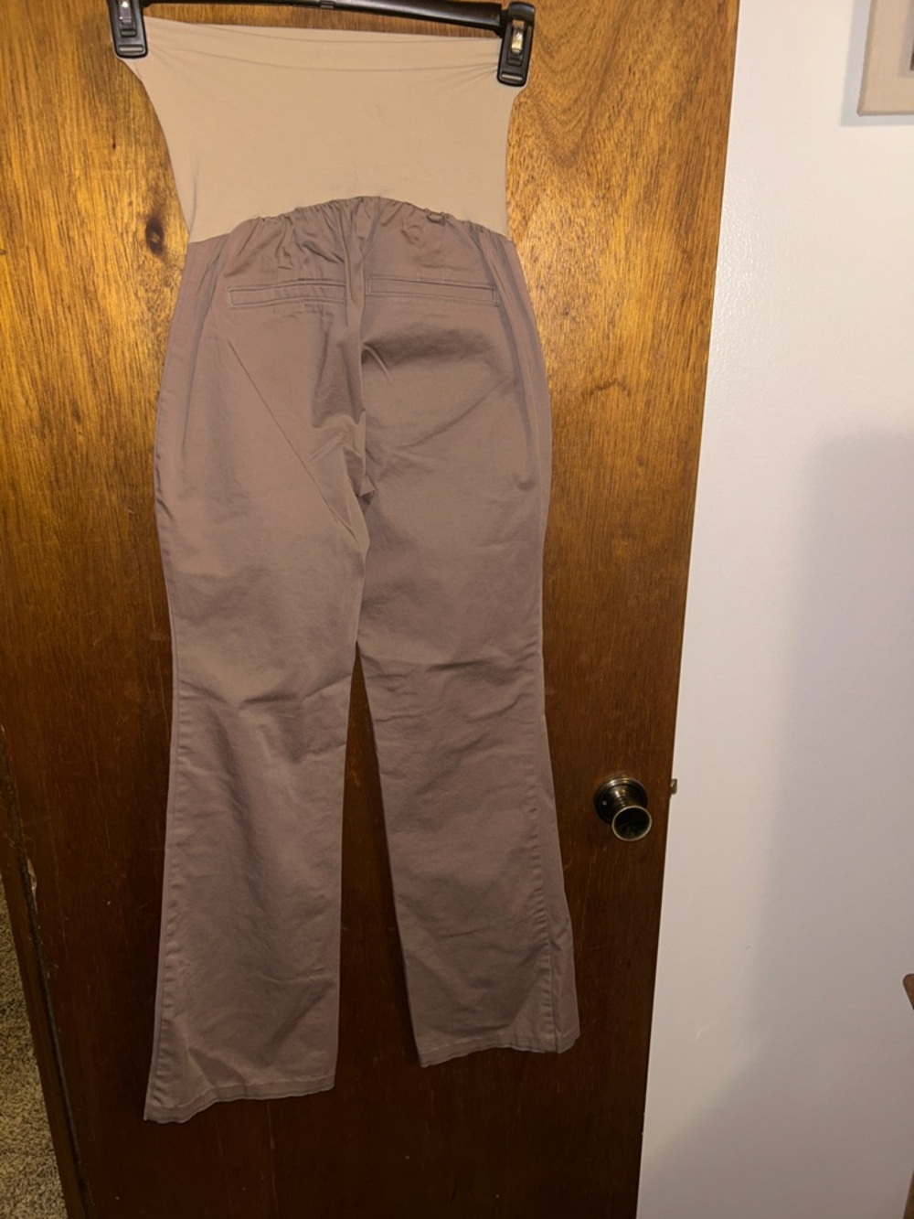 A Pea in the Pod Two-Tone Beige & Taupe Wide-Leg Maternity Pants - Picture 2 of 3